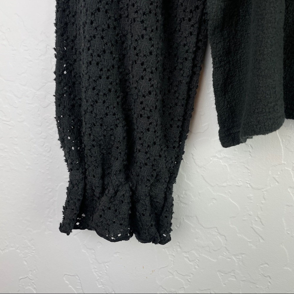 Madewell Texture & Thread Eyelet Mix Ruffle Sleeve Top Black AD111 XS - Picture 7 of 8